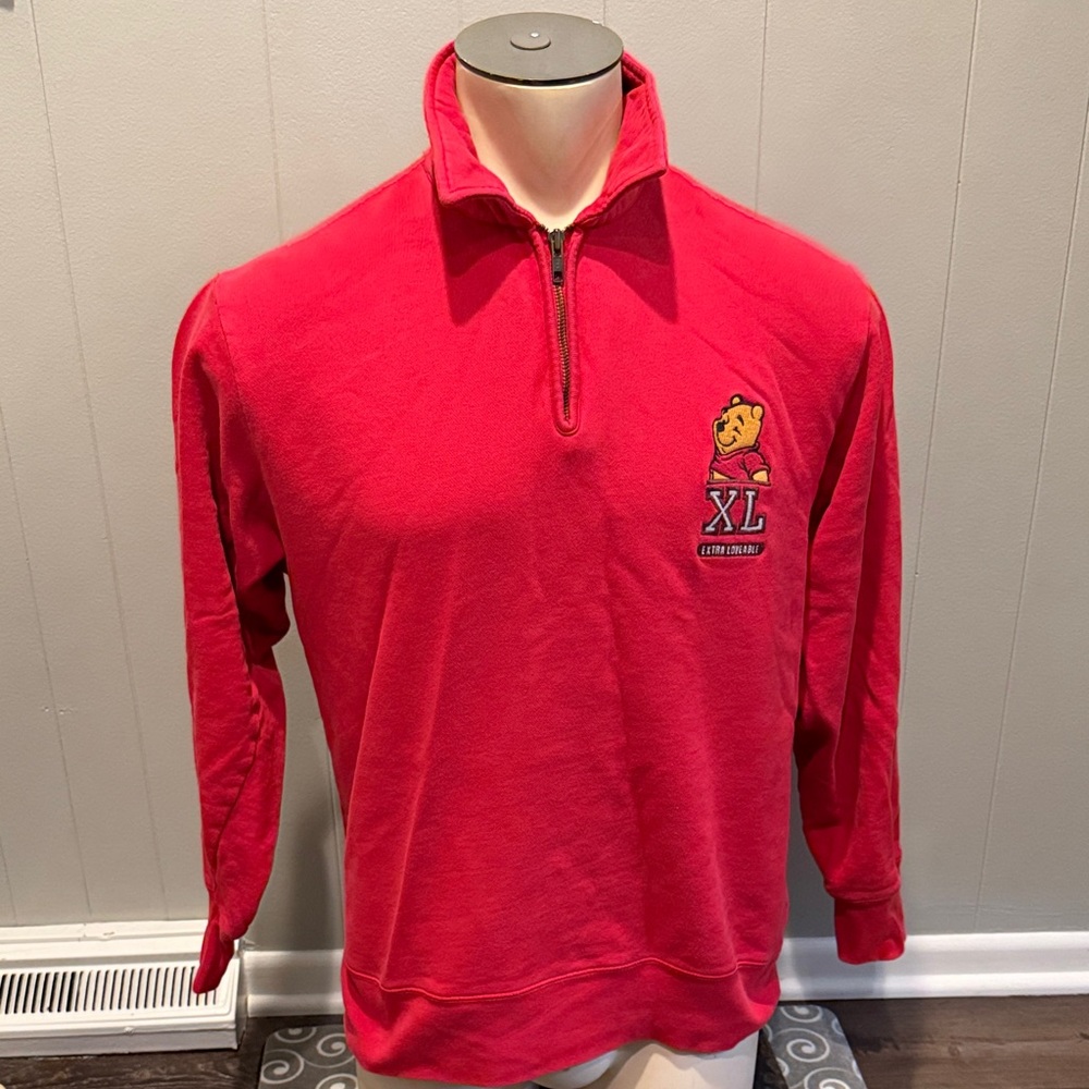 B19 Disney Men’s Small Red Zip Up Sweatshirt Winnie the Pooh